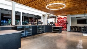 Photo of inside view and counter of AllSale Electric store
